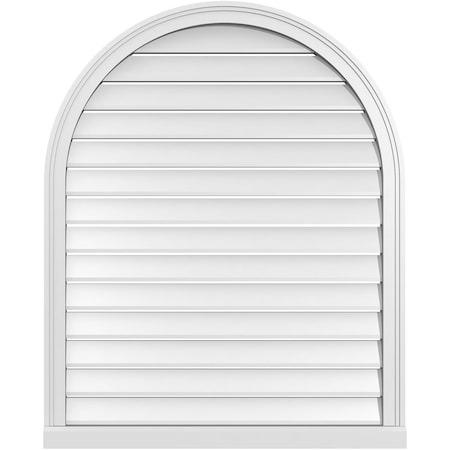 Ekena Millwork Round Top Surface Mount PVC Gable Vent: Functional, w/ 2"W x 2"P Brickmould Sill Frame, 34"W x 42"H GVPRT34X4203SF